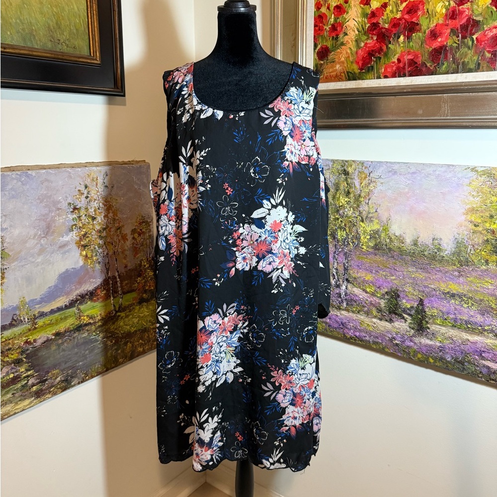 As U Wish Black Dress with Floral Accents